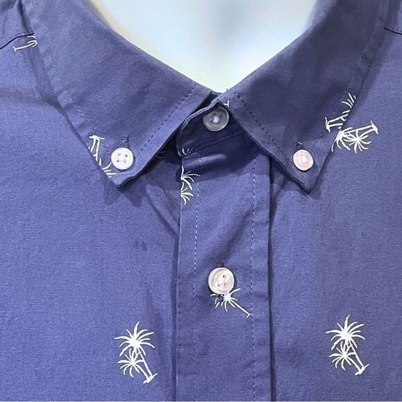 George Blue Casual Button Down Shirt with Palm Tree Print Men’s Large - Picture 4 of 7